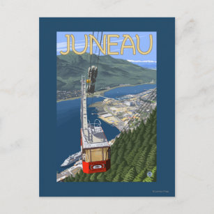 Postal Tranvía por Juneau, Poster de Viajes Vintage de Al