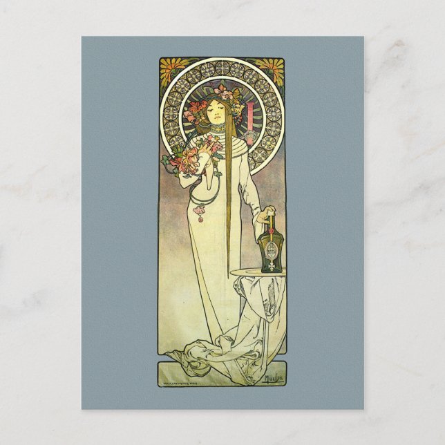 Postal Trappistina Mucha Art Nouveau (Anverso)
