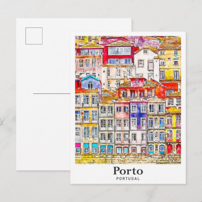 Postal Traslado de mano de esbozo de acuarela de viajes d (Anverso / Reverso)