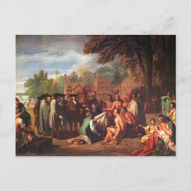 Postal Tratado de Penn con indios (Anverso)