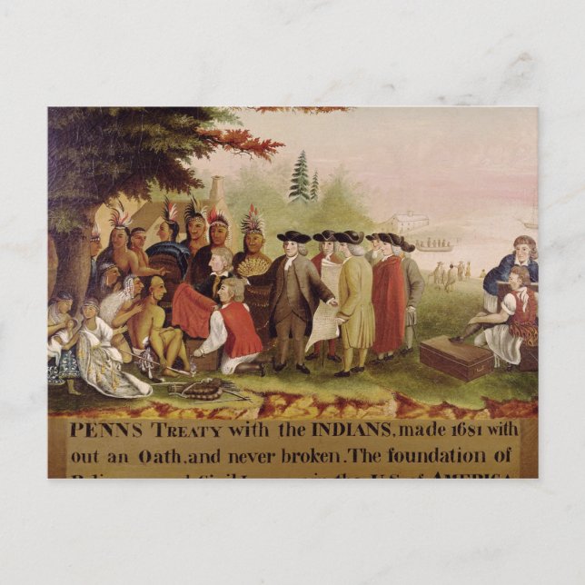 Postal Tratado de Penn con los indios en 1682, c.1840 (Anverso)