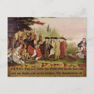 Postal Tratado de Penn con los indios en 1682, c.1840