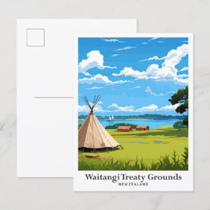 Postal Tratado de Waitangi Ilustracion de viaje por motiv