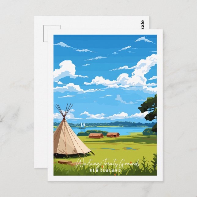 Postal Tratado de Watangi Grouns Viaje de Nueva Zelanda (Anverso / Reverso)
