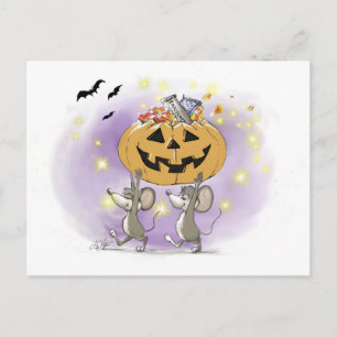 Postal Tratamientos de calabaza de Halloween para Mic & M
