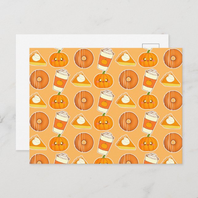 Postal Tratamientos de calabaza en temporada de otoño (Anverso / Reverso)