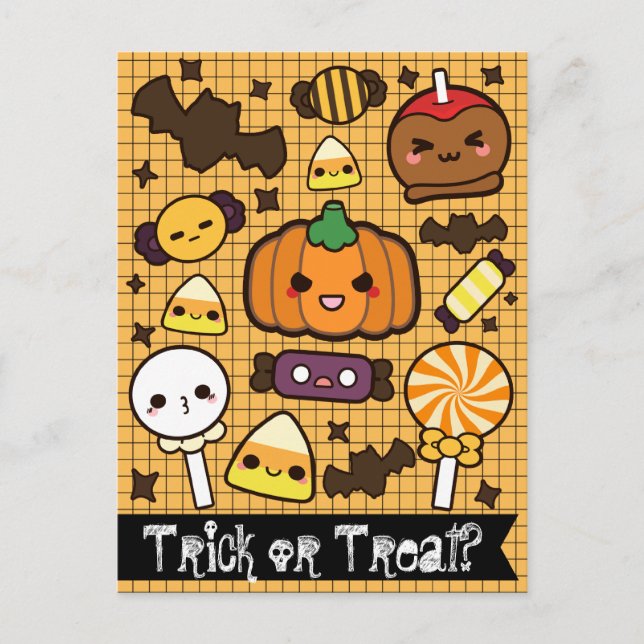 Postal Tratamientos de dulces de Halloween (Anverso)
