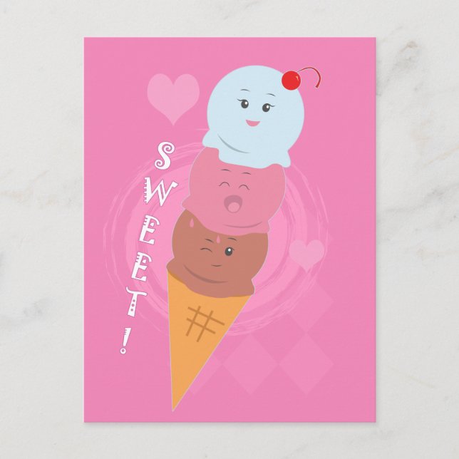 Postal Tratamientos dulces - ¡helado de cono! (Anverso)