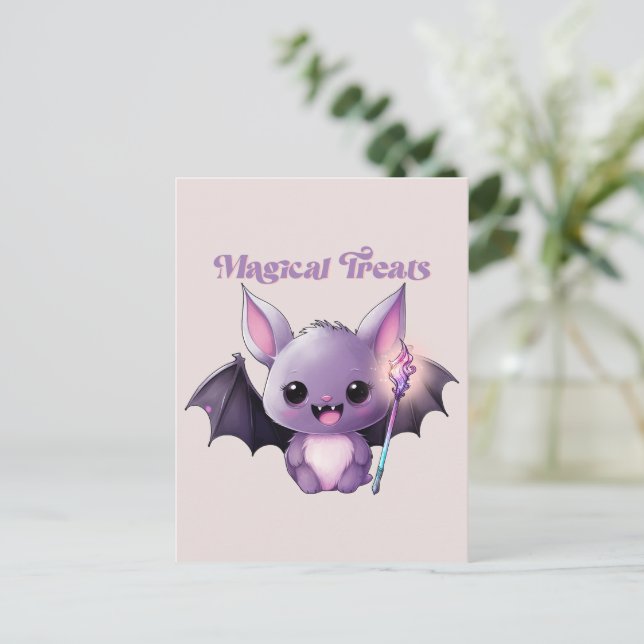 Postal Tratamientos mágicos - Halloween con nata morada (Anverso de pie)