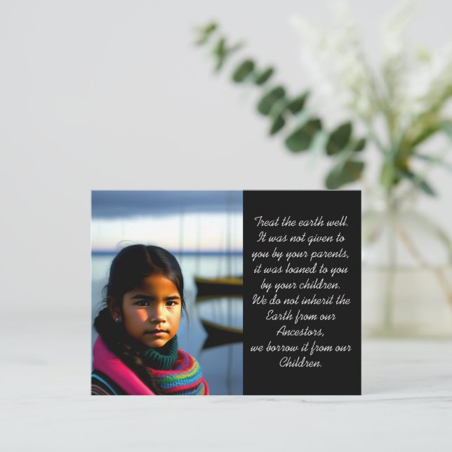 Postal Tratar el pozo de la Tierra | Chica de la aldea pe (Anverso de pie)