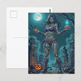 Postal Trato de Halloween o Novia Zombie con cerebros