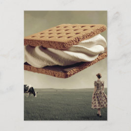 Postal Trato relleno de marismas de chocolate volando