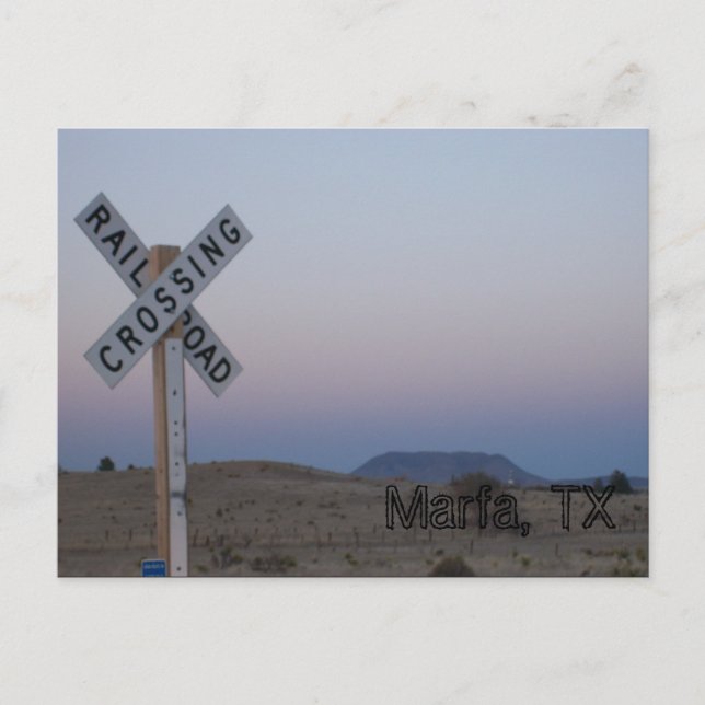 Postal Travesía ferroviaria de Marfa, TX (Anverso)