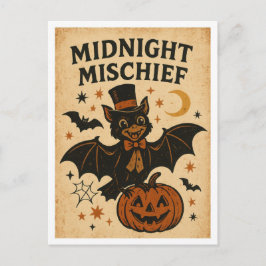 Postal Travesuras de Halloween de medianoche vintage