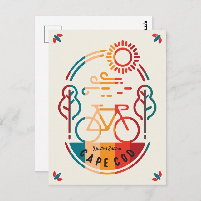 Postal Trayecto de ciclismo Retro Cape Cod (Anverso / Reverso)