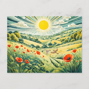 Postal Trayectoria a través del campo de la amapola con f