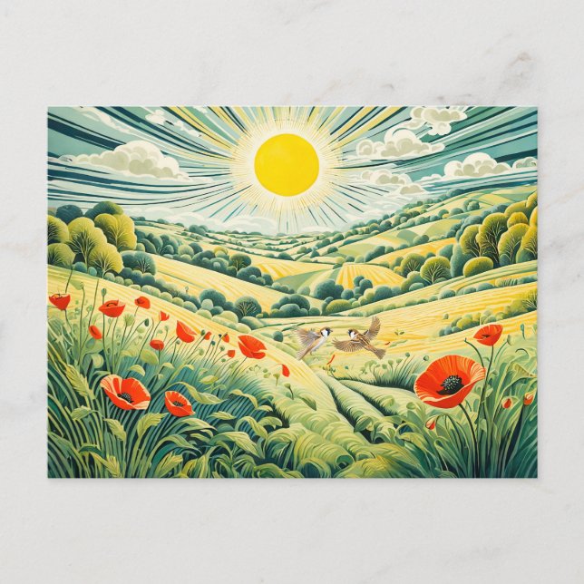 Postal Trayectoria a través del campo de la amapola con f (Anverso)