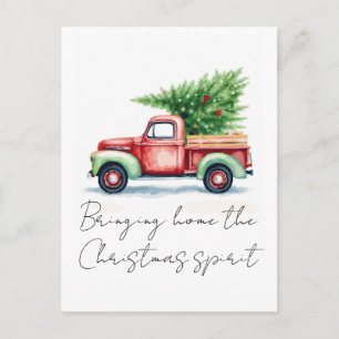 Postal Trayendo el Espíritu Navideño Camión Rojo