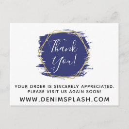 Postal Trazo de pintura azul de agradecimiento & Geo dora