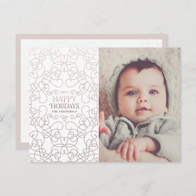 Postal Trazos exquisitos en bronce de la fiesta de Navida (Anverso / Reverso)