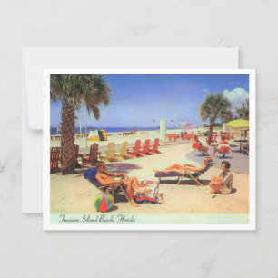 Postal Treasure Island Beach FL 1970 con inspiración vint