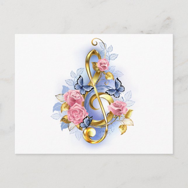 Postal Treble arrecife con rosas rosas rosas rosas (Anverso)