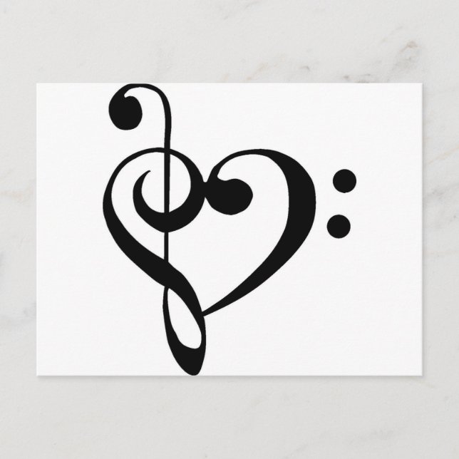 Postal Treble Clef Base Clef Corazón (Anverso)