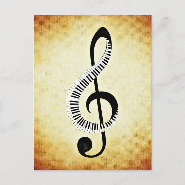 Postal Treble Clef con claves de piano (Anverso)