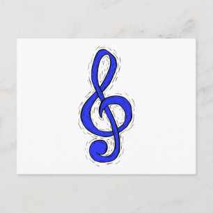Postal Treble Clef Diseño gráfico medio azul