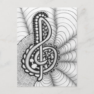 Postal Treble Clef Music Doodle