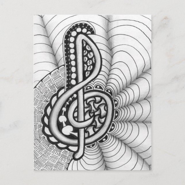 Postal Treble Clef Music Doodle (Anverso)