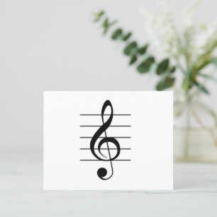 Postal Treble Clef sobre la música del personal blanco ne