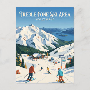 Postal Treble Cone Área de Esquí Nueva Zelanda