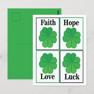 Postal Trébol de Cuatro Hojas Día de San Patricio Trébol 