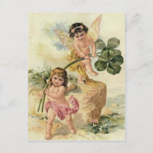 Postal Trébol de cuatro hojas hada Fey