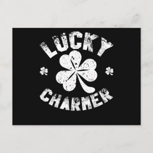 Postal Trebol de Lucky Charmer divertido día de San Patri