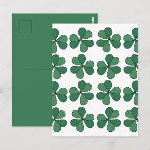 Postal Trébol de tres hojas Trébol Suerte Patrón verde