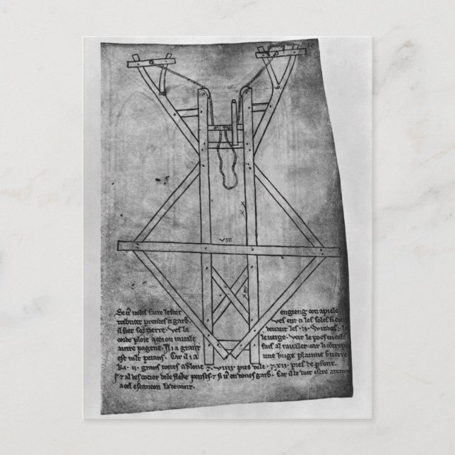 Postal Trebuchet, máquina para lanzar flechas (Anverso)