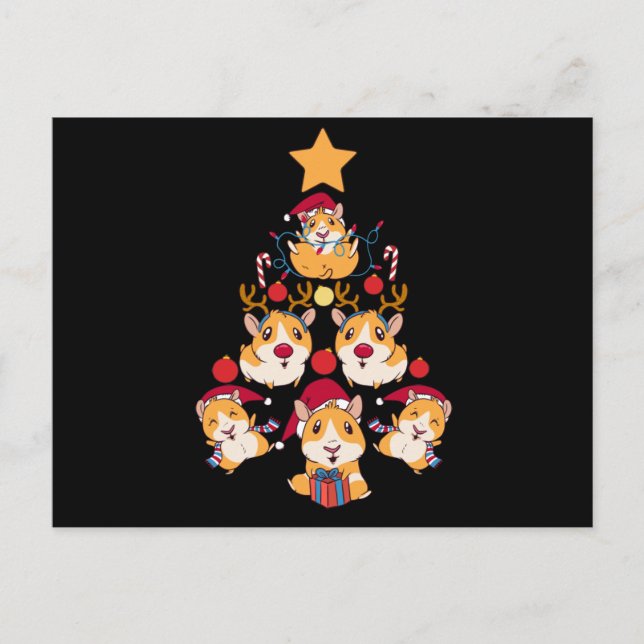 Postal Tree guinea pig Christmas animals lover (Anverso)