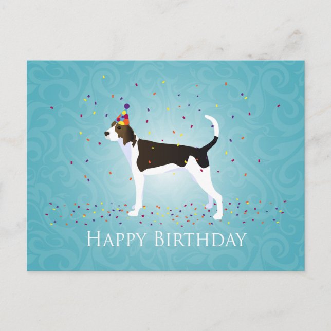 Postal Treeing Walker Coonhound Happy Birday Design (Anverso)