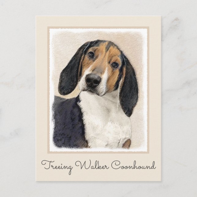 Postal Treeing Walker Coonhound Painting - Arte original (Anverso)