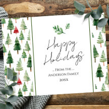 Trees Familia Woodland Saludos de Navidad