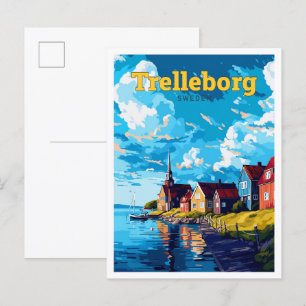 Postal Trelleborg Suecia Viaje Ilustracion de arte de cos