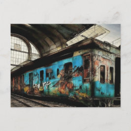 Postal Tren abandonado con graffiti arte urbano