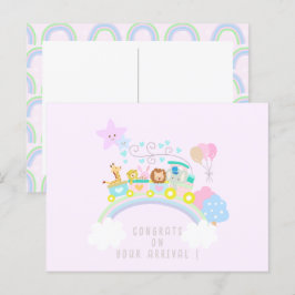 Postal Tren animales rosados