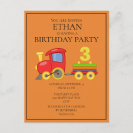 Postal Tren Colorido en el Tercer Cumpleaños de un Niño N