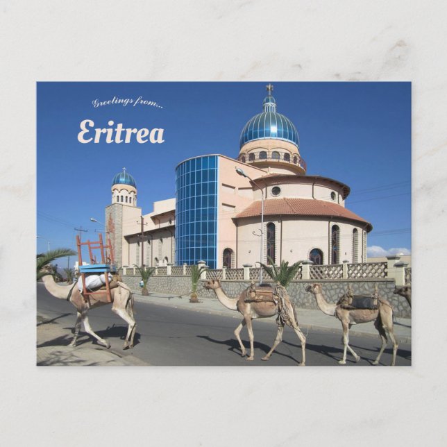Postal Tren de camello en Keren Eritrea (Anverso)