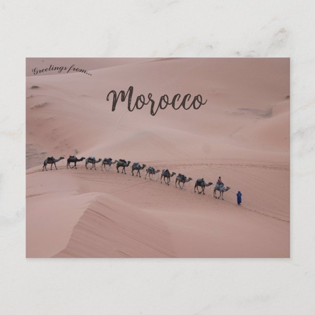 Postal Tren de camello en Merzouga, Marruecos (Anverso)