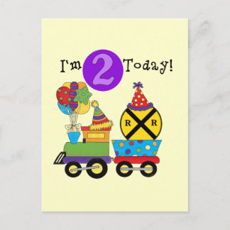 Postal Tren de cumpleaños 2ª camisetas de cumpleaños y re