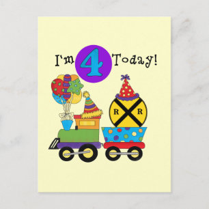 Postal Tren de Cumpleaños 4 camisetas de cumpleaños y reg